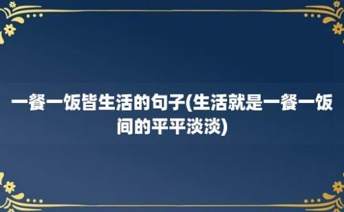 一餐一饭皆生活的句子(生活就是一餐一饭间的平平淡淡)