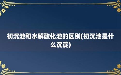 初沉池和水解酸化池的区别(初沉池是什么沉淀)