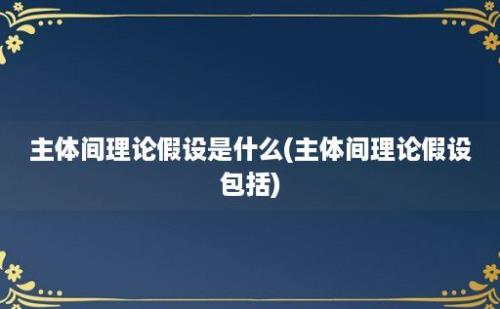 主体间理论假设是什么(主体间理论假设包括)