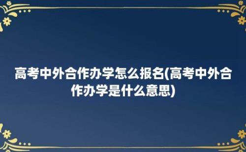 高考中外合作办学怎么报名(高考中外合作办学是什么意思)