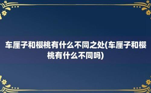 车厘子和樱桃有什么不同之处(车厘子和樱桃有什么不同吗)