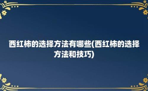 西红柿的选择方法有哪些(西红柿的选择方法和技巧)