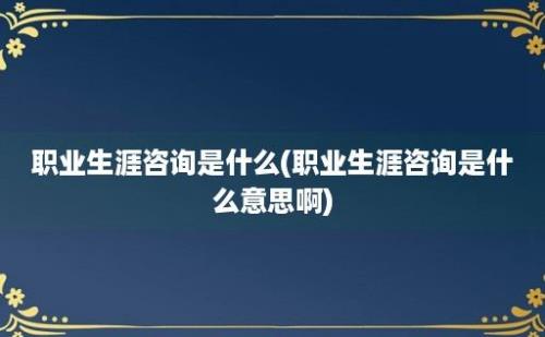 职业生涯咨询是什么(职业生涯咨询是什么意思啊)