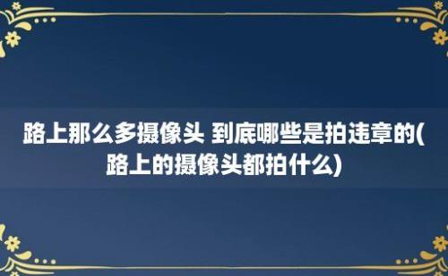 路上那么多摄像头 到底哪些是拍违章的(路上的摄像头都拍什么)