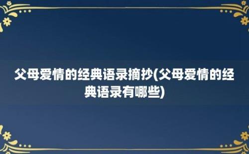 父母爱情的经典语录摘抄(父母爱情的经典语录有哪些)