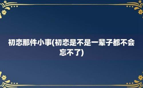 初恋那件小事(初恋是不是一辈子都不会忘不了)