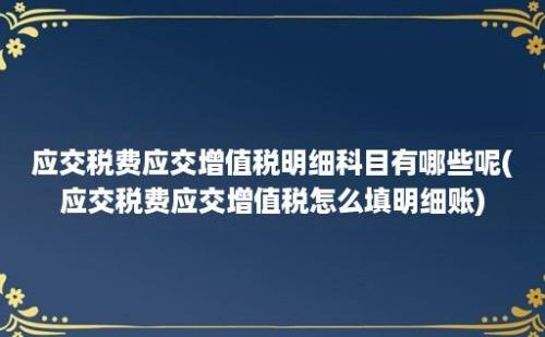 应交税费应交增值税明细科目有哪些呢(应交税费应交增值税怎么填明细账)