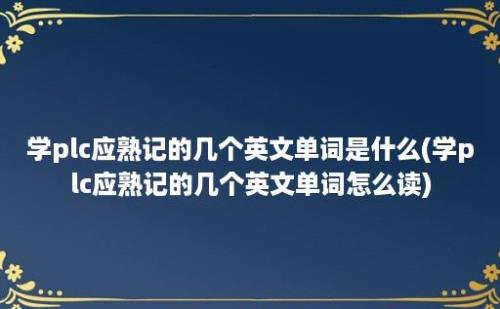 学plc应熟记的几个英文单词是什么(学plc应熟记的几个英文单词怎么读)