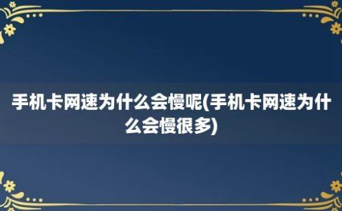 手机卡网速为什么会慢呢(手机卡网速为什么会慢很多)