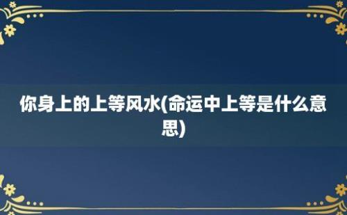 你身上的上等风水(命运中上等是什么意思)