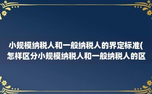 小规模纳税人和一般纳税人的界定标准(怎样区分小规模纳税人和一般纳税人的区别)