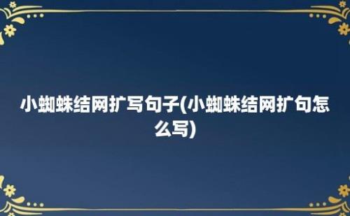 小蜘蛛结网扩写句子(小蜘蛛结网扩句怎么写)