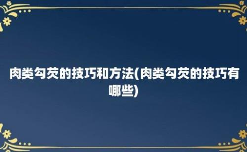 肉类勾芡的技巧和方法(肉类勾芡的技巧有哪些)