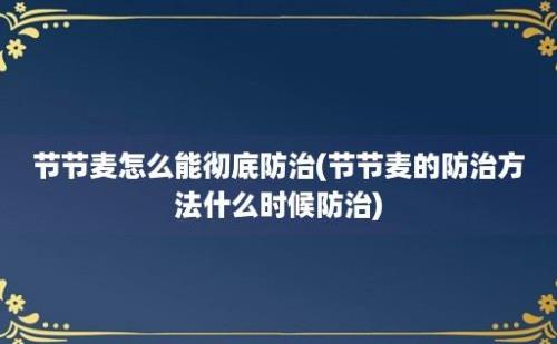 节节麦怎么能彻底防治(节节麦的防治方法什么时候防治)