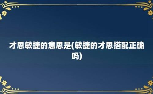 才思敏捷的意思是(敏捷的才思搭配正确吗)