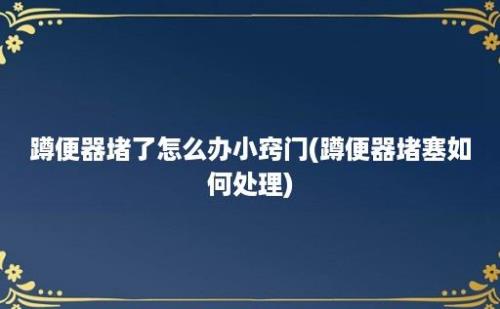 蹲便器堵了怎么办小窍门(蹲便器堵塞如何处理)