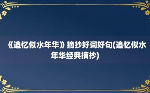 《追忆似水年华》摘抄好词好句(追忆似水年华经典摘抄)