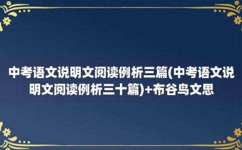 中考语文说明文阅读例析三篇(中考语文说明文阅读例析三十篇)+布谷鸟文思