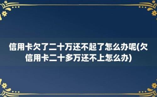 信用卡欠了二十万还不起了怎么办呢(欠信用卡二十多万还不上怎么办)