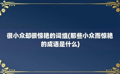 很小众却很惊艳的词组(那些小众而惊艳的成语是什么)