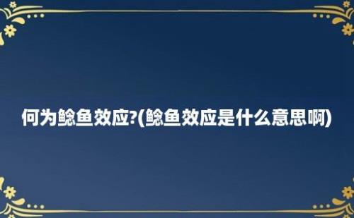 何为鲶鱼效应?(鲶鱼效应是什么意思啊)