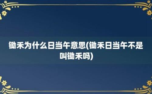 锄禾为什么日当午意思(锄禾日当午不是叫锄禾吗)