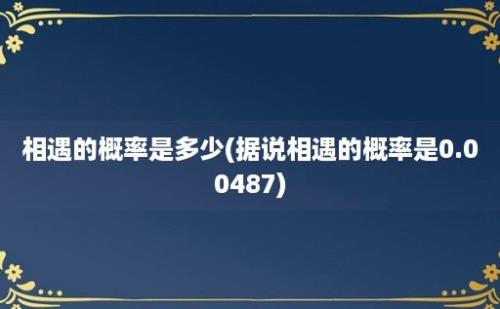 相遇的概率是多少(据说相遇的概率是0.00487)