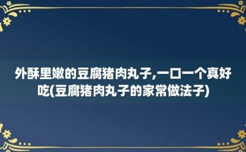 外酥里嫩的豆腐猪肉丸子,一口一个真好吃(豆腐猪肉丸子的家常做法子)