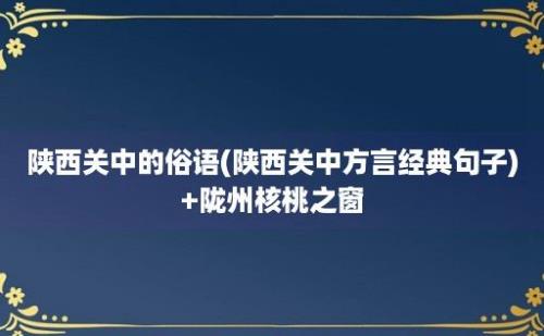 陕西关中的俗语(陕西关中方言经典句子)+陇州核桃之窗