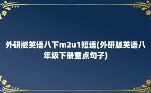 外研版英语八下m2u1短语(外研版英语八年级下册重点句子)