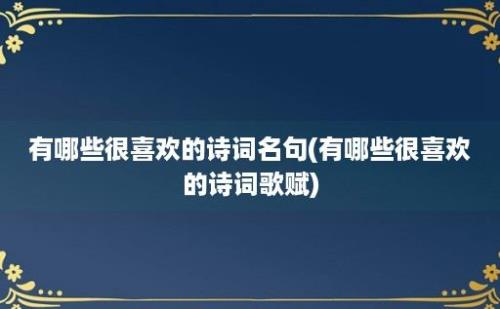 有哪些很喜欢的诗词名句(有哪些很喜欢的诗词歌赋)