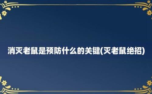 消灭老鼠是预防什么的关键(灭老鼠绝招)