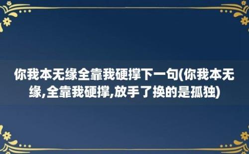 你我本无缘全靠我硬撑下一句(你我本无缘,全靠我硬撑,放手了换的是孤独)