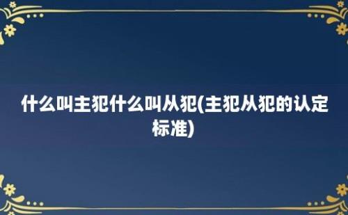 什么叫主犯什么叫从犯(主犯从犯的认定标准)