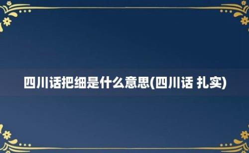 四川话把细是什么意思(四川话 扎实)