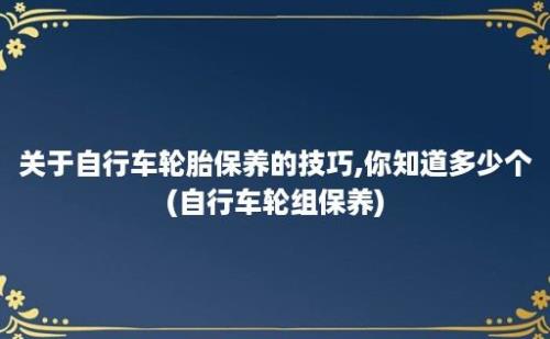 关于自行车轮胎保养的技巧,你知道多少个(自行车轮组保养)