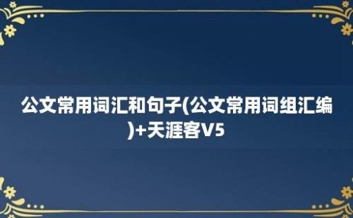 公文常用词汇和句子(公文常用词组汇编)+天涯客V5