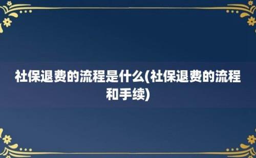 社保退费的流程是什么(社保退费的流程和手续)