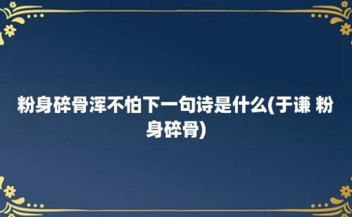 粉身碎骨浑不怕下一句诗是什么(于谦 粉身碎骨)