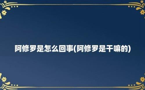 阿修罗是怎么回事(阿修罗是干嘛的)