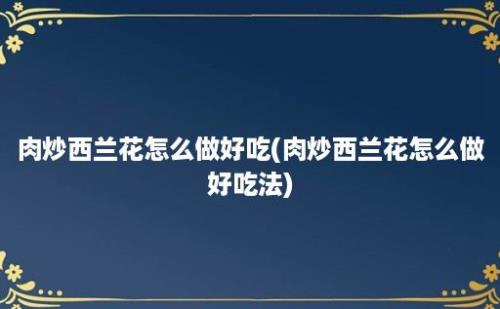 肉炒西兰花怎么做好吃(肉炒西兰花怎么做好吃法)