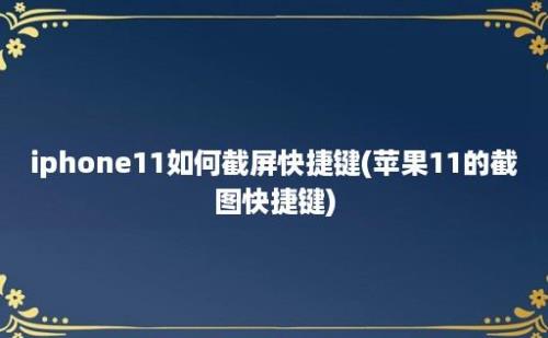 iphone11如何截屏快捷键(苹果11的截图快捷键)