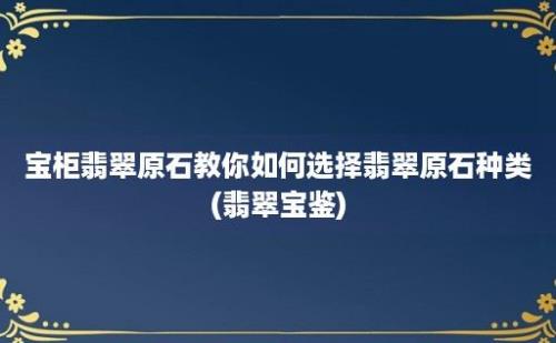 宝柜翡翠原石教你如何选择翡翠原石种类(翡翠宝鉴)