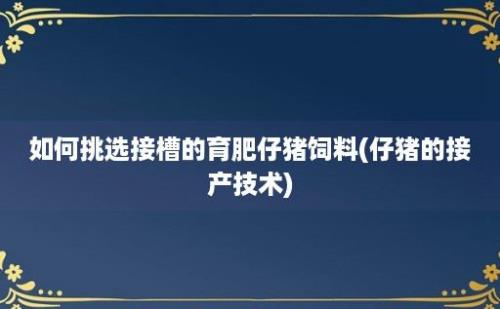 如何挑选接槽的育肥仔猪饲料(仔猪的接产技术)