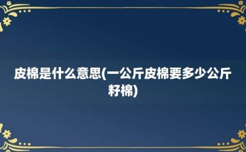 皮棉是什么意思(一公斤皮棉要多少公斤籽棉)