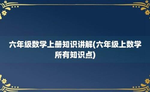 六年级数学上册知识讲解(六年级上数学所有知识点)