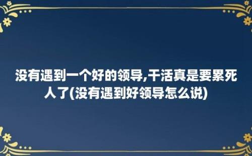 没有遇到一个好的领导,干活真是要累死人了(没有遇到好领导怎么说)