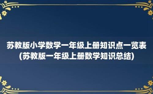 苏教版小学数学一年级上册知识点一览表(苏教版一年级上册数学知识总结)