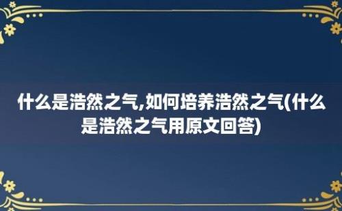 什么是浩然之气,如何培养浩然之气(什么是浩然之气用原文回答)