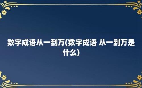 数字成语从一到万(数字成语 从一到万是什么)